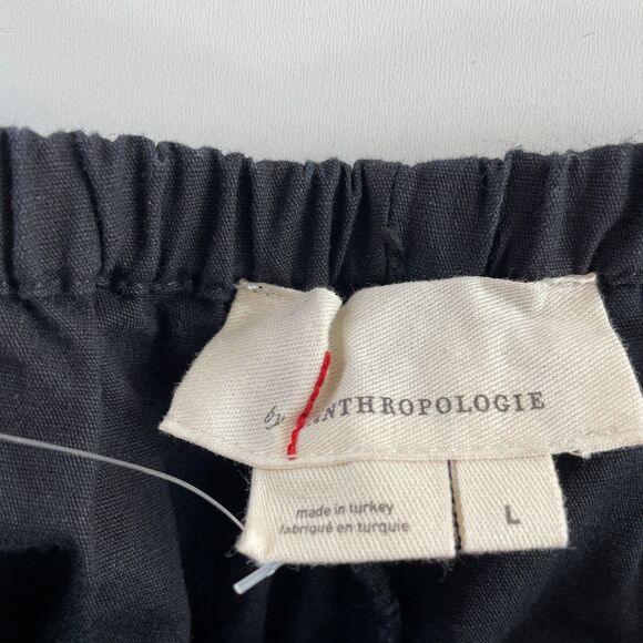 NWT by Anthropologie Black Pull On Linen Tap Shorts Size Large - Picture 6 of 11